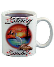 E034 Personalized Airbrush Beach LightHouse Scene Ceramic Coffee Mug