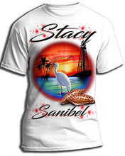 E034 Personalized Airbrush Lighthouse and Bird Kids and Adult Tee Shirt