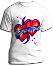 F001 Personalized Airbrushed Hearts and Ribbon T-Shirt
