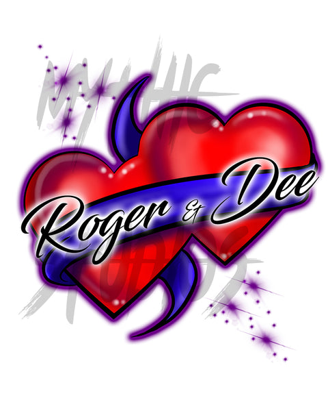 F001 Digitally Airbrush Painted Personalized Custom heart ribbon couples party Theme gift set name birthday event discount Drawstring Backpack