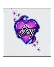 F002 Personalized Airbrushed Heart And Ribbon Ceramic Coaster
