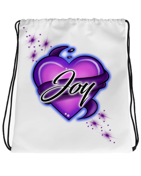 F002 Digitally Airbrush Painted Personalized Custom heart ribbon star burst party Theme gift set name birthday event discount Drawstring Backpack