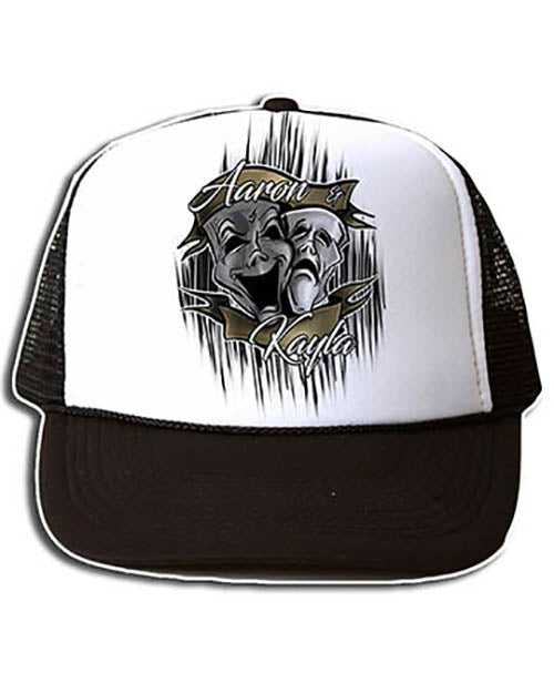 F005 Personalized Airbrushed Drama Faces Snapback Trucker Hat