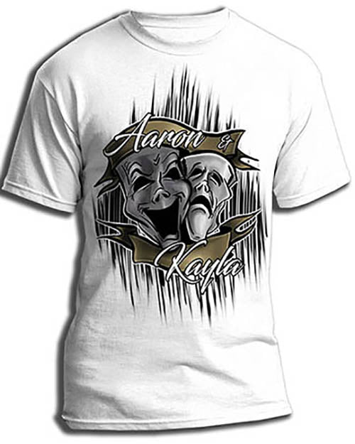 F005 Personalized Airbrushed Drama Faces Tee Shirt