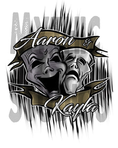 F005 Personalized Airbrushed Drama Faces Tee Shirt
