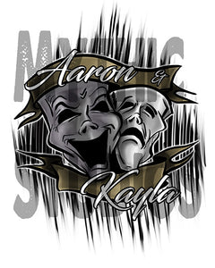 F005 Personalized Airbrushed Drama Faces Ceramic Coffee Mug