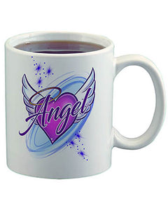 F006 Personalized Airbrushed Angel Wings Ceramic Coffee Mug