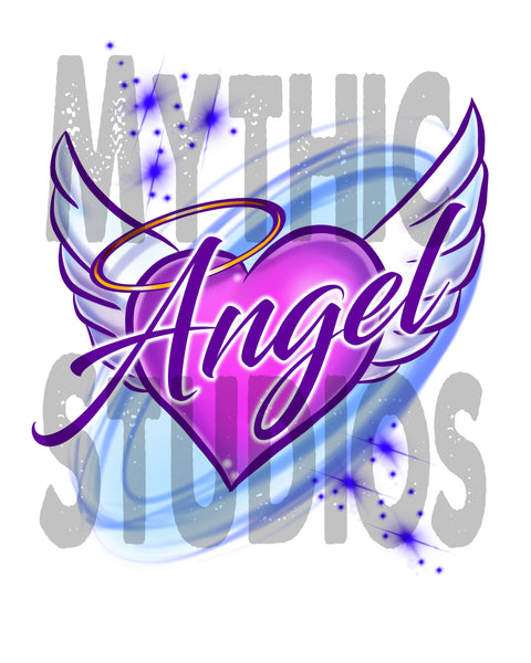 F006 Personalized Airbrushed Angel WingsTee Shirt