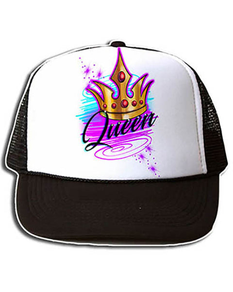 F007 Personalized Airbrushed Crown Snapback Trucker Hat