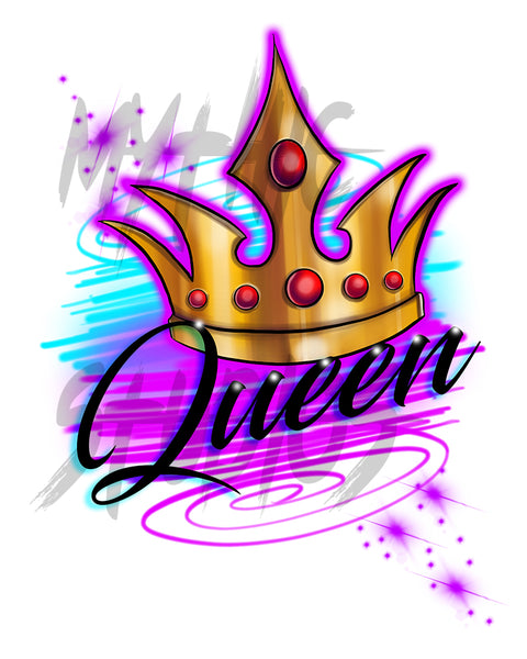 F007 Digitally Airbrush Painted Personalized Custom crown king queen couples party Theme gift set name birthday event discount Drawstring Backpack