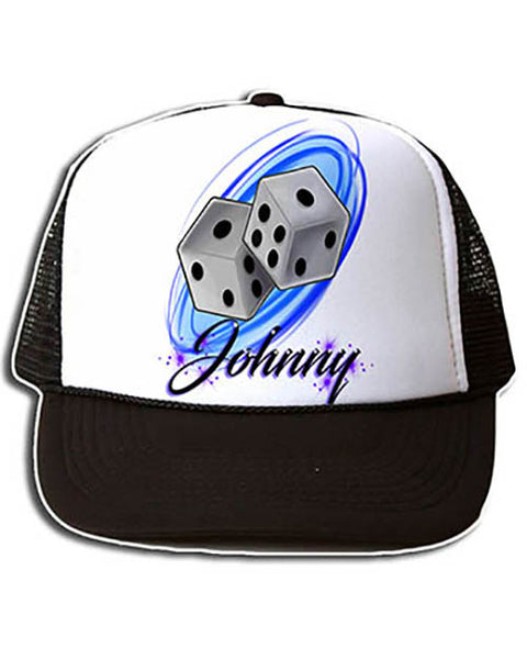 F008 Personalized Airbrushed Dice Snapback Trucker Hat