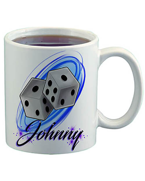 F008 Personalized Airbrushed Dice Ceramic Coffee Mug