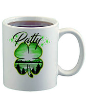 F009 Personalized Airbrushed 4 Leaf Clover Ceramic Coffee Mug
