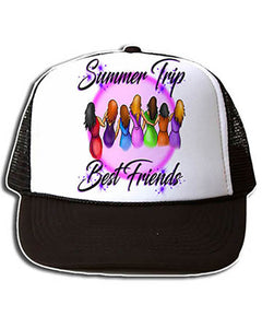 F010 Personalized Airbrushed Stick Figure Girls Snapback Trucker Hat