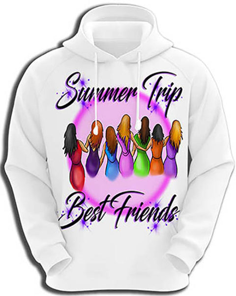 F010 Personalized Airbrushed Stick Figure Girls Hoodie Sweatshirt