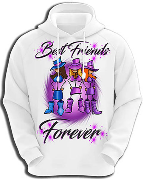 F011 Personalized Airbrushed Stick Figure Girls Hoodie Sweatshirt