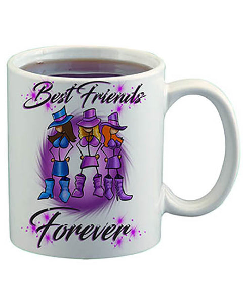 F011 Personalized Airbrushed Stick Figure Girls Ceramic Coffee Mug