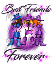 F011 Digitally Airbrush Painted Personalized Custom stick figure cowgirls party Theme gift set name bday event discount vacation Drawstring Backpack