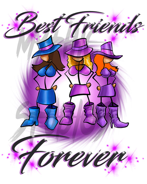 F011 Digitally Airbrush Painted Personalized Custom stick figure cowgirls party Theme gift set name bday event discount vacation Drawstring Backpack