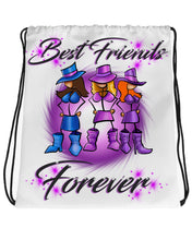 F011 Digitally Airbrush Painted Personalized Custom stick figure cowgirls party Theme gift set name bday event discount vacation Drawstring Backpack