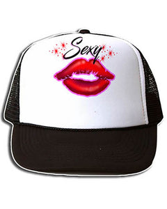 F012 Personalized Airbrushed Sexy Lips Snapback Trucker Hat