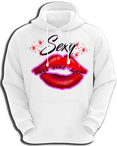 F012 Personalized Airbrushed Sexy Lips Hoodie Sweatshirt