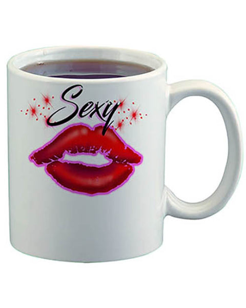 F012 Personalized Airbrushed Sexy Lips Ceramic Coffee Mug