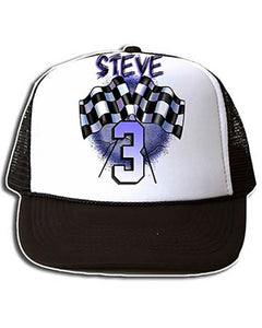 F013 Personalized Airbrushed Racing Snapback Trucker Hat