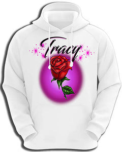 F014 Personalized Airbrushed Rose Flower Hoodie Sweatshirt