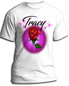 F014 Personalized Airbrushed Rose Flower Tee Shirt