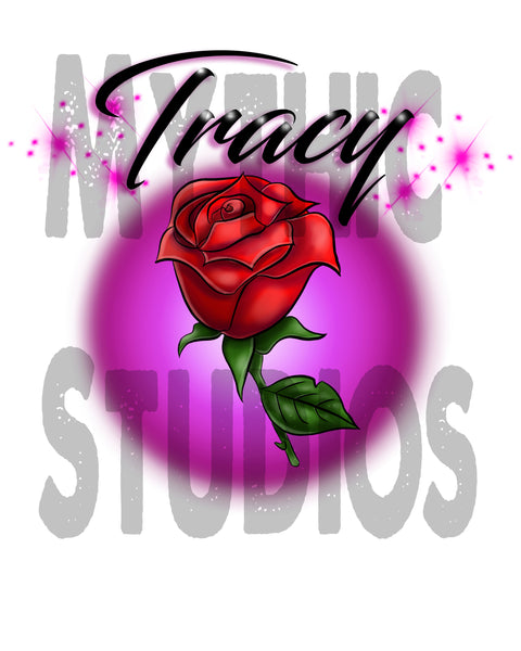 F014 Personalized Airbrushed Rose Flower Tee Shirt