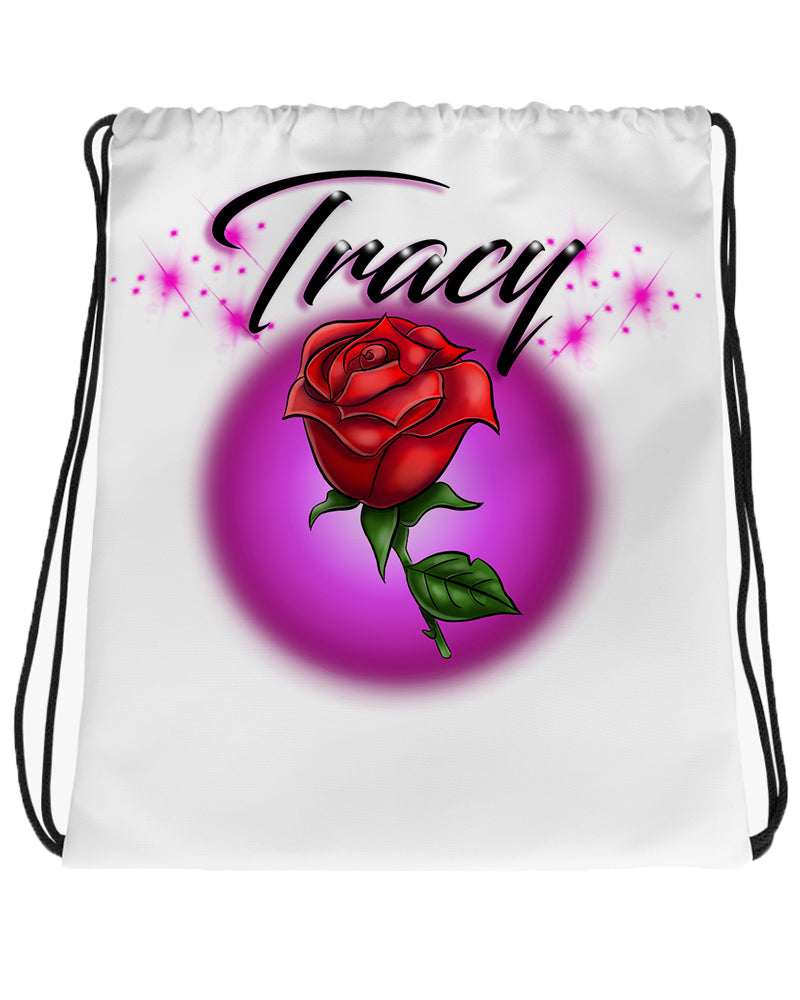 F014 Digitally Airbrush Painted Personalized Custom rose flower rosebud party Theme gift set name birthday event discount vacation Drawstring Backpack