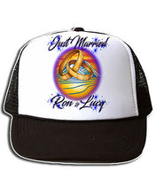 F015 Personalized Airbrushed Wedding Rings Snapback Trucker Hat