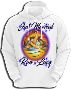 F015 Personalized Airbrushed Wedding Rings Hoodie Sweatshirt