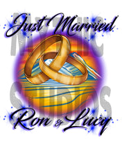 F015 Personalized Airbrushed Wedding Rings Tee Shirt