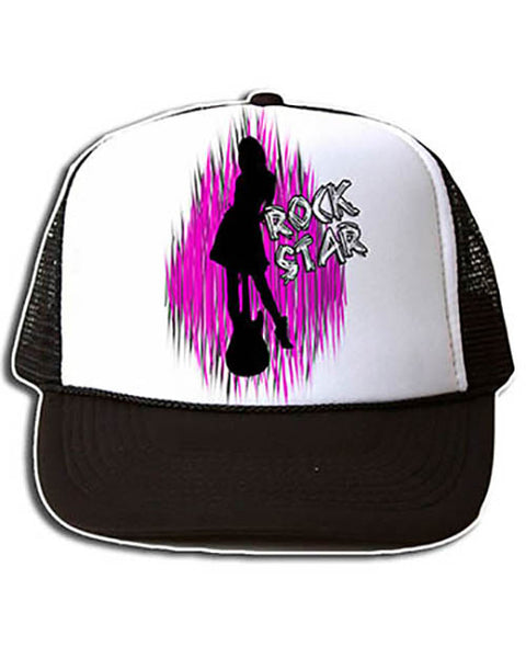 F017 Personalized Airbrushed Rock Star Snapback Trucker Hat