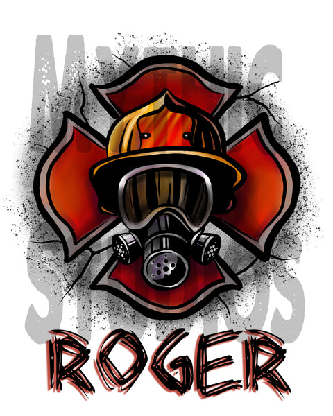 F018 Personalized Airbrushed Firefighter Tee Shirt