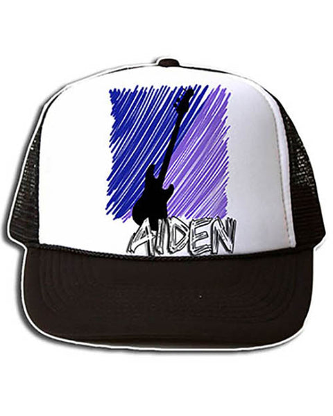 F020 Personalized Airbrushed Guitar Snapback Trucker Hat