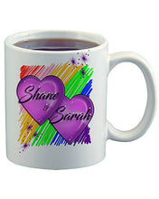 F023 Personalized Airbrushed Hearts Ceramic Coffee Mug