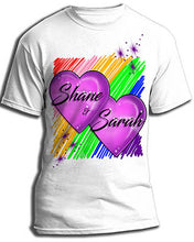 F023 Personalized Airbrushed Hearts Tee Shirt