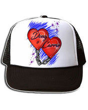 F024 Personalized Airbrushed Heart and Chain Snapback Trucker Hat