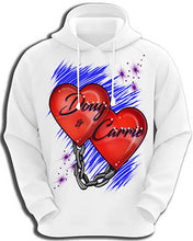F024 Personalized Airbrushed Heart and Chain Hoodie Sweatshirt