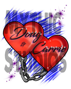 F024 Personalized Airbrushed Heart and Chain Hoodie Sweatshirt
