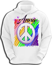 F025 Personalized Airbrushed Peace Sign Hoodie Sweatshirt