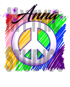 F025 Personalized Airbrushed Peace Sign Tee Shirt