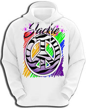 F026 Personalized Airbrushed Zebra Peace Sign Hoodie Sweatshirt