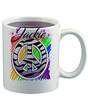 F026 Personalized Airbrushed Zebra Peace Sign Ceramic Coffee Mug