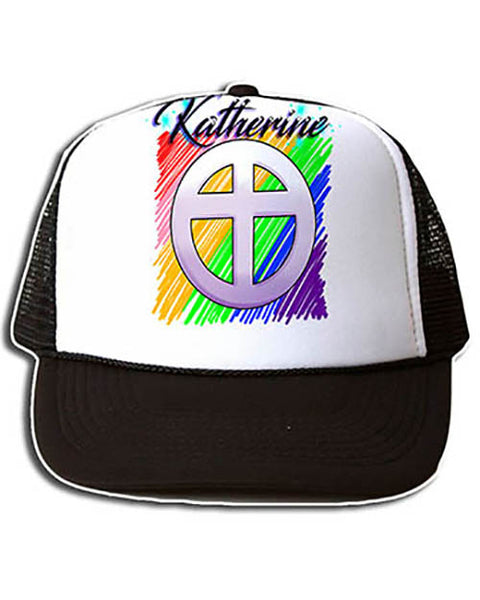 F028 Personalized Airbrushed Christian Cross Snapback Trucker Hat