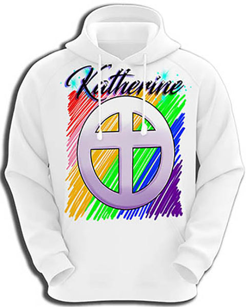F028 Personalized Airbrushed Christian Cross Hoodie Sweatshirt