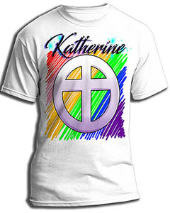 F028 Personalized Airbrushed Christian Cross Tee Shirt